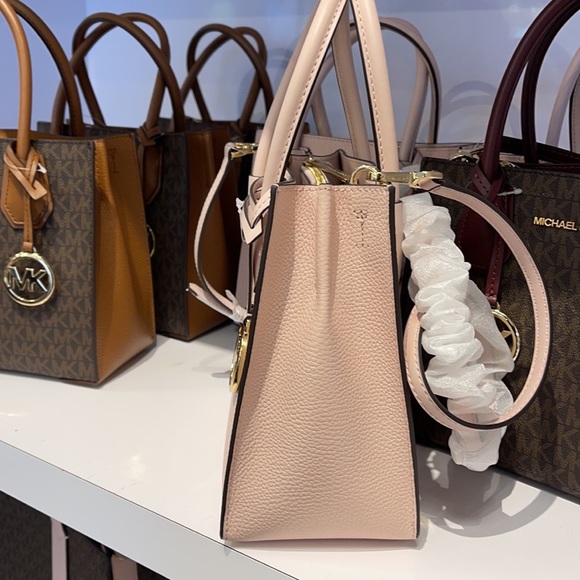 Michael Kors Mercer Medium Pebbled Leather Crossbody Bag - Picture 14 of 16